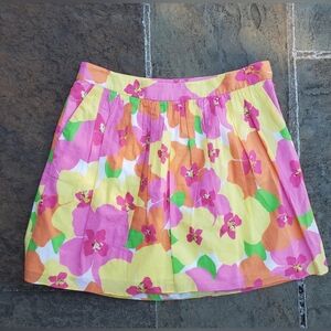 Lilly Pulitzer womens lined pink yellow orange green floral print skirt size 10
